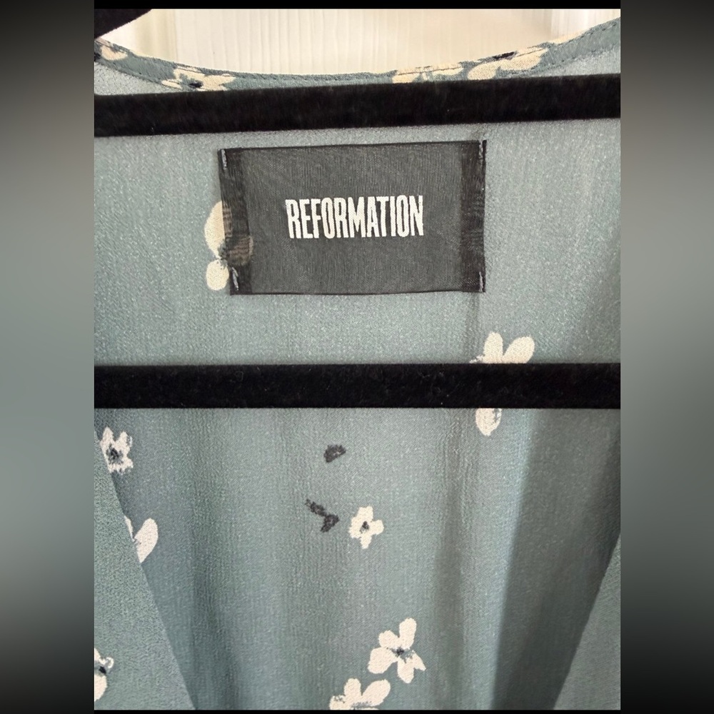 Reformation Mollie Teal Floral Dress - Picture 6 of 7